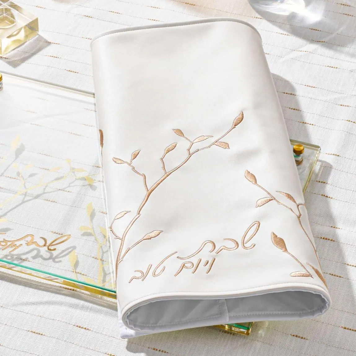 Leaf Embroidered Challah Cover