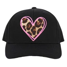 Leopard Heart Front Baseball Cap