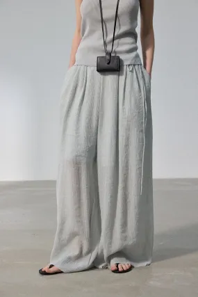 Lightweight textured wide leg casual pants | 3 color