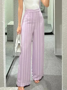 Lilac Textured Stripe Wide Leg Pants