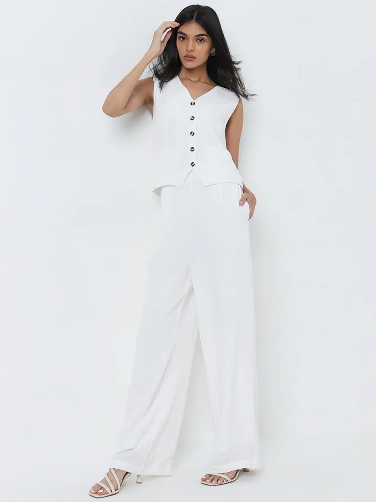 LOV White Waistcoat-Style Top