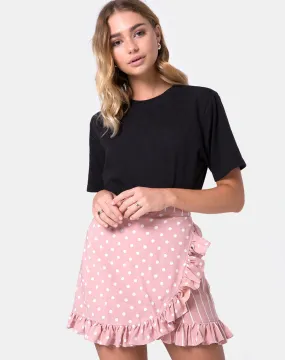 Miza Mini Skirt in Spot Stripe Pink and White