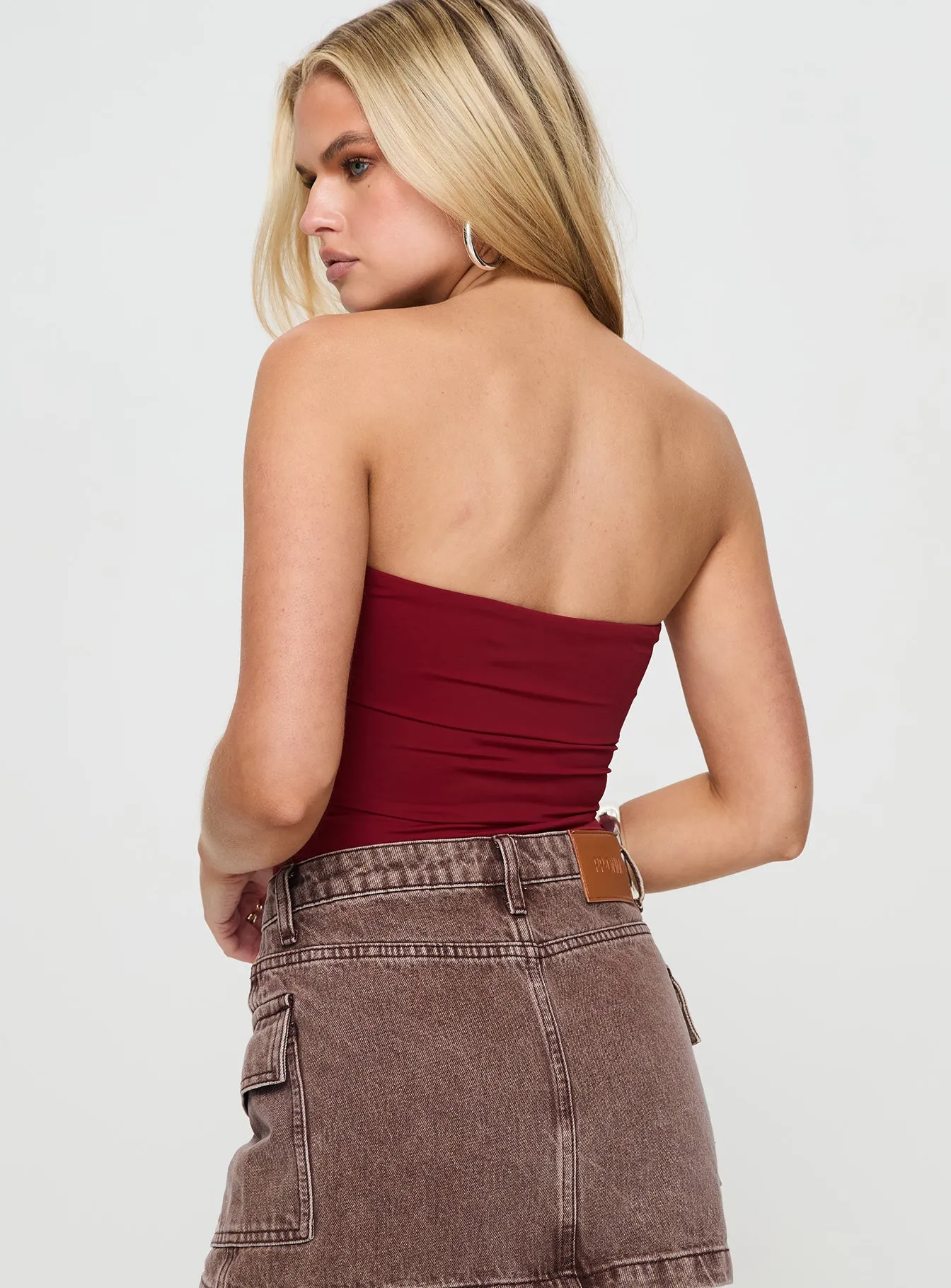 Niner Strapless Bodysuit Burgundy Petite