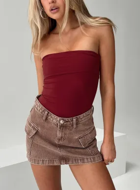 Niner Strapless Bodysuit Burgundy Petite