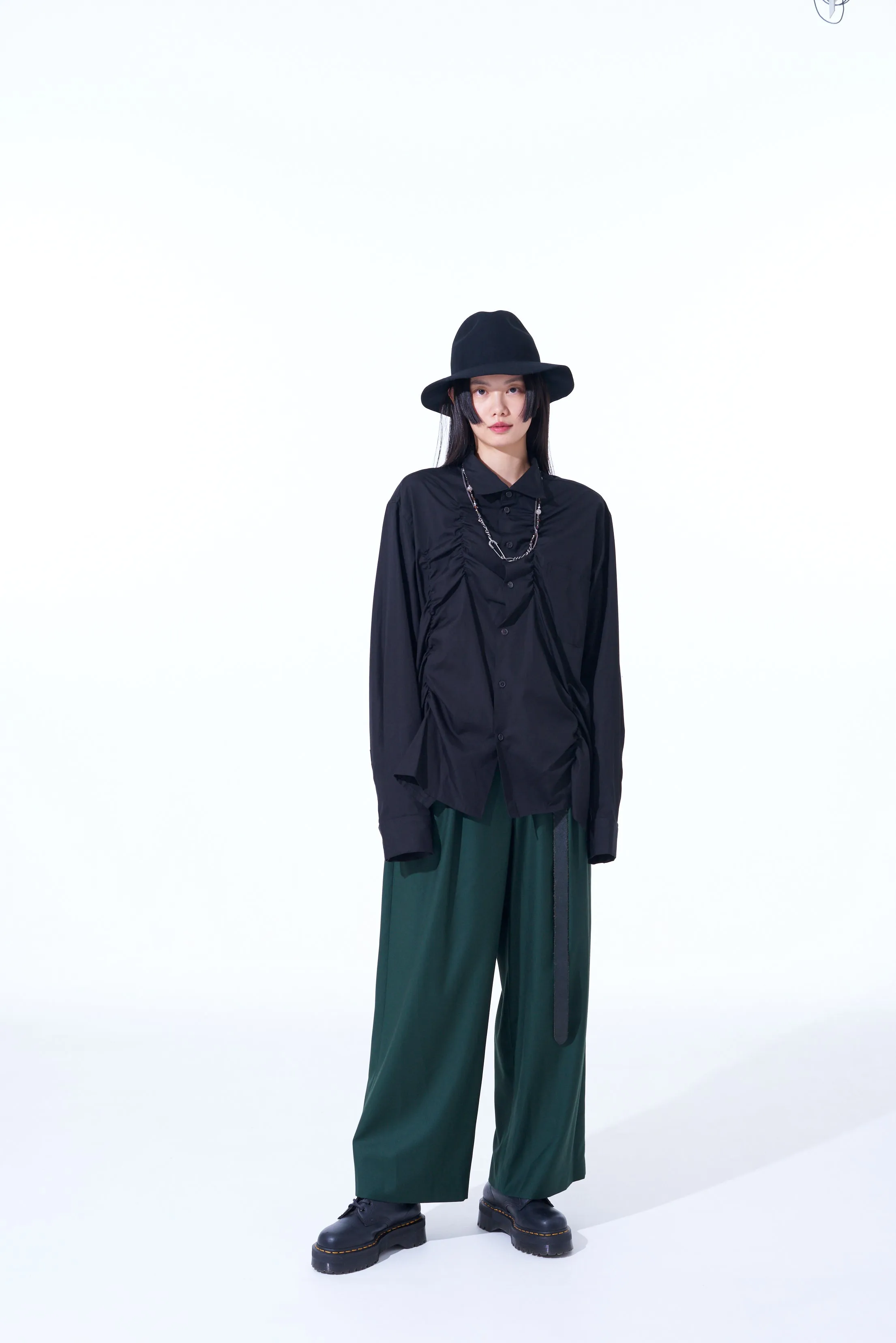 PE/RY CLEAR TWILL 2-TUCK WIDE STRAIGHT PANTS