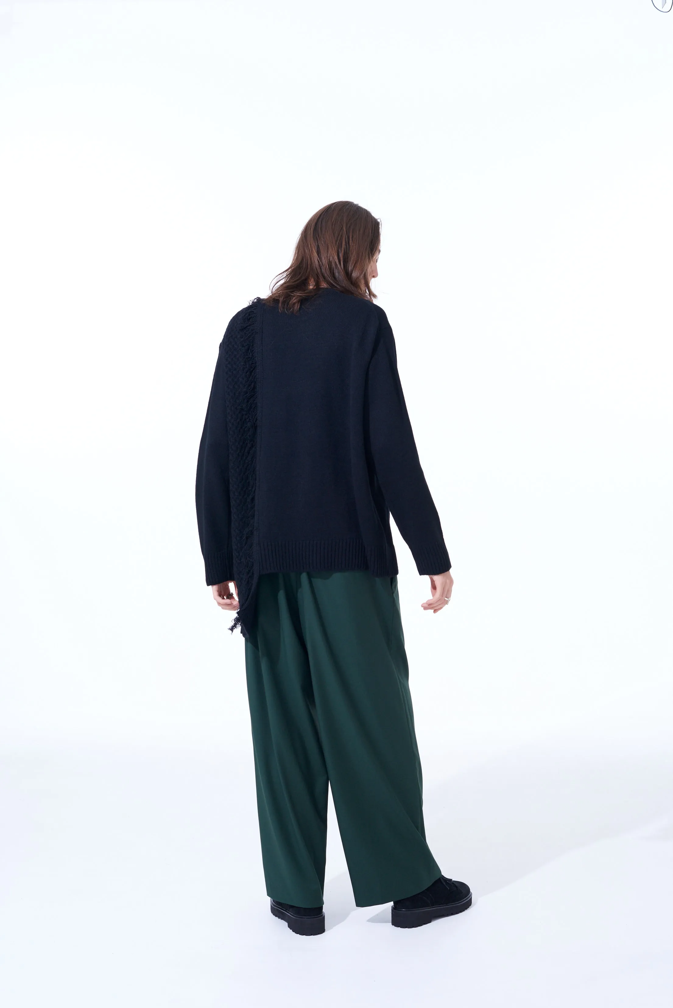 PE/RY CLEAR TWILL 2-TUCK WIDE STRAIGHT PANTS