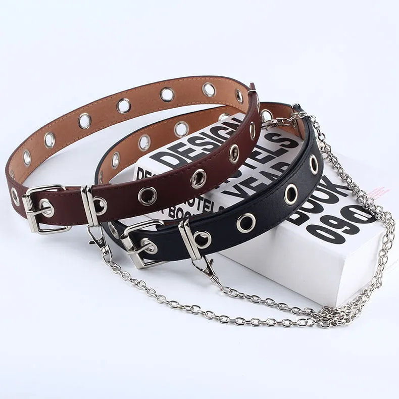 Punk Style Willow Nail Belt Female Korean Fashion Jeans Fashion Decorative Trousers Pu Leather Belt