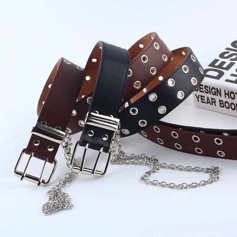 Punk Style Willow Nail Belt Female Korean Fashion Jeans Fashion Decorative Trousers Pu Leather Belt