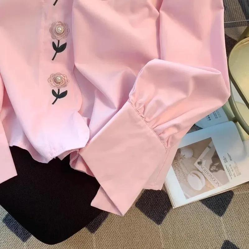 Rose Summer Oversized Shirt in Pink