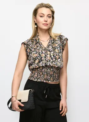 Ruched Hem Floral Blouse