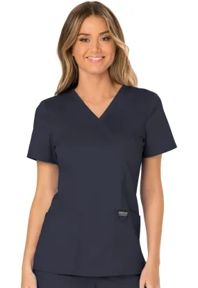 Scrub Top - Cherokee WW Women's Revolution Mock Wrap Top - Pewter, WW610