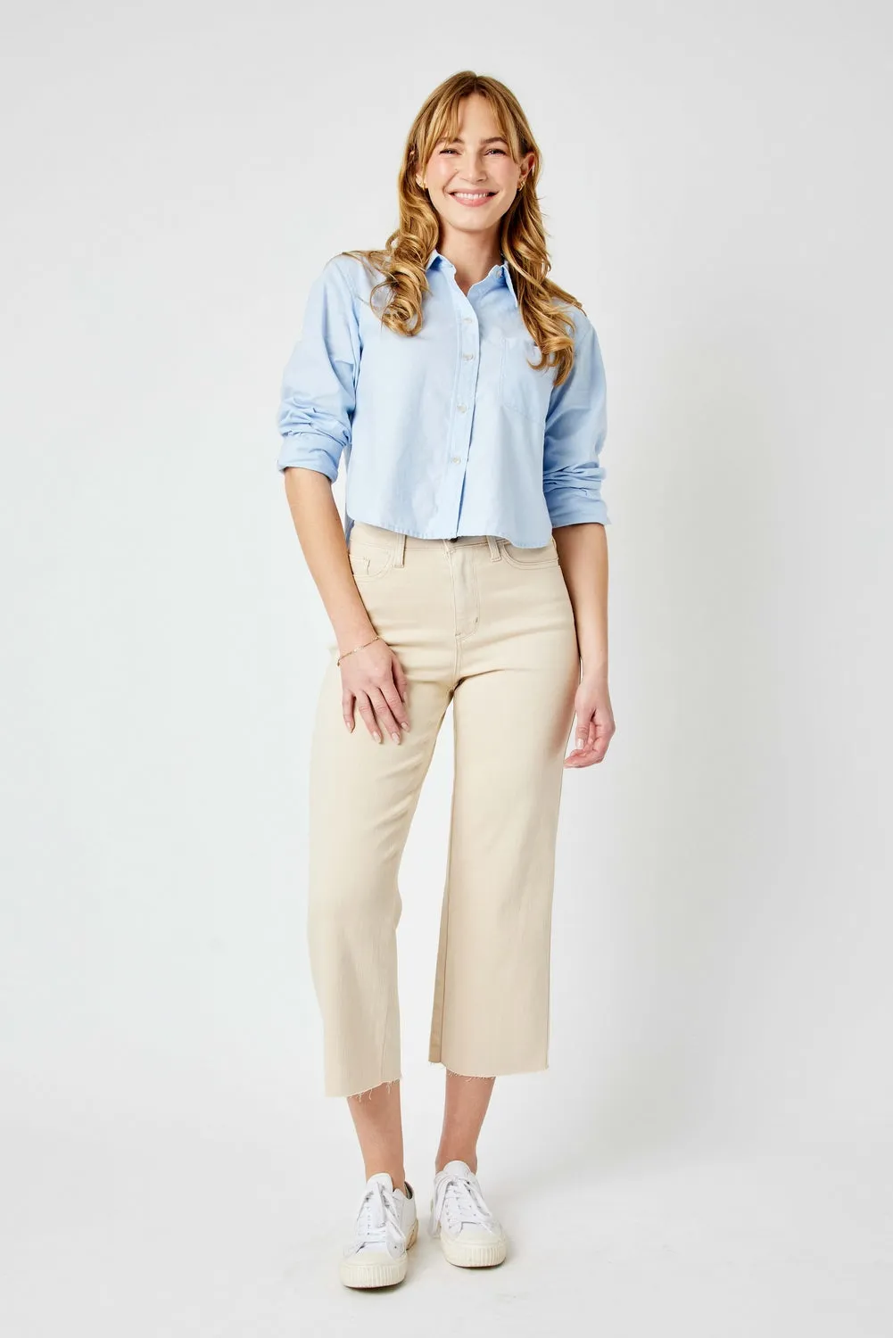 Shannon High Rise Crop Natural Wide Leg Jeans