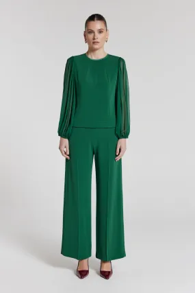 Sheer Detail Top - Jewel Green