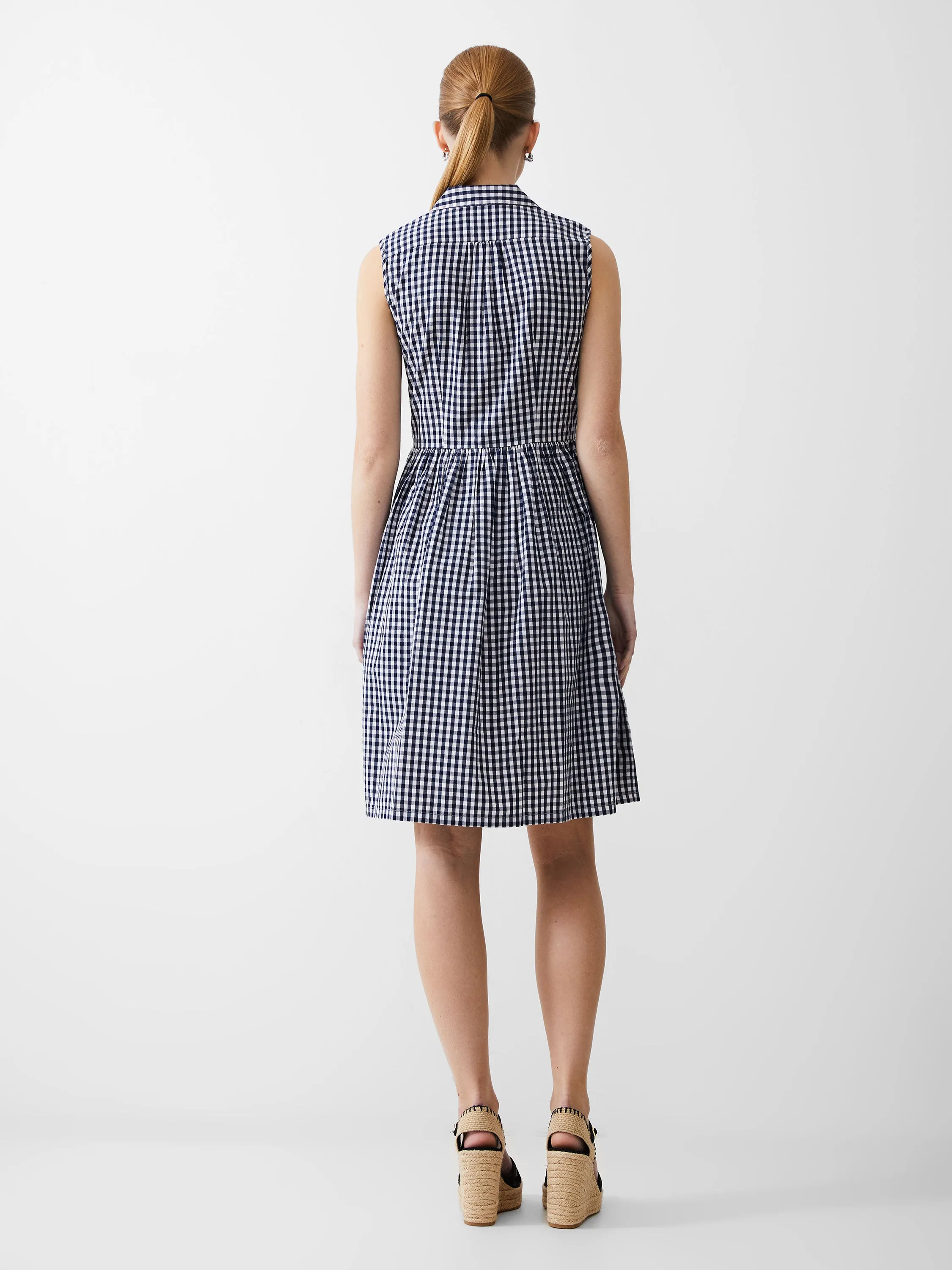 Sleeveless Gingham Smock Dress