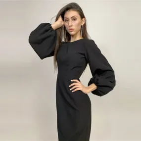 Slit O-Neck Backless Midi Dress