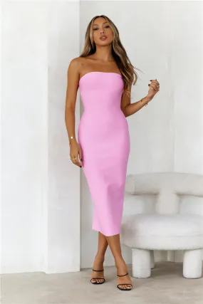 Style Made Simple Strapless Bandage Midi Dress Pink