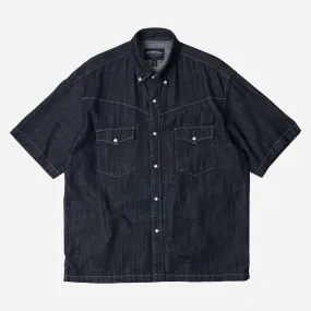 WESTERN DENIM HALF SHIRT - INDIGO