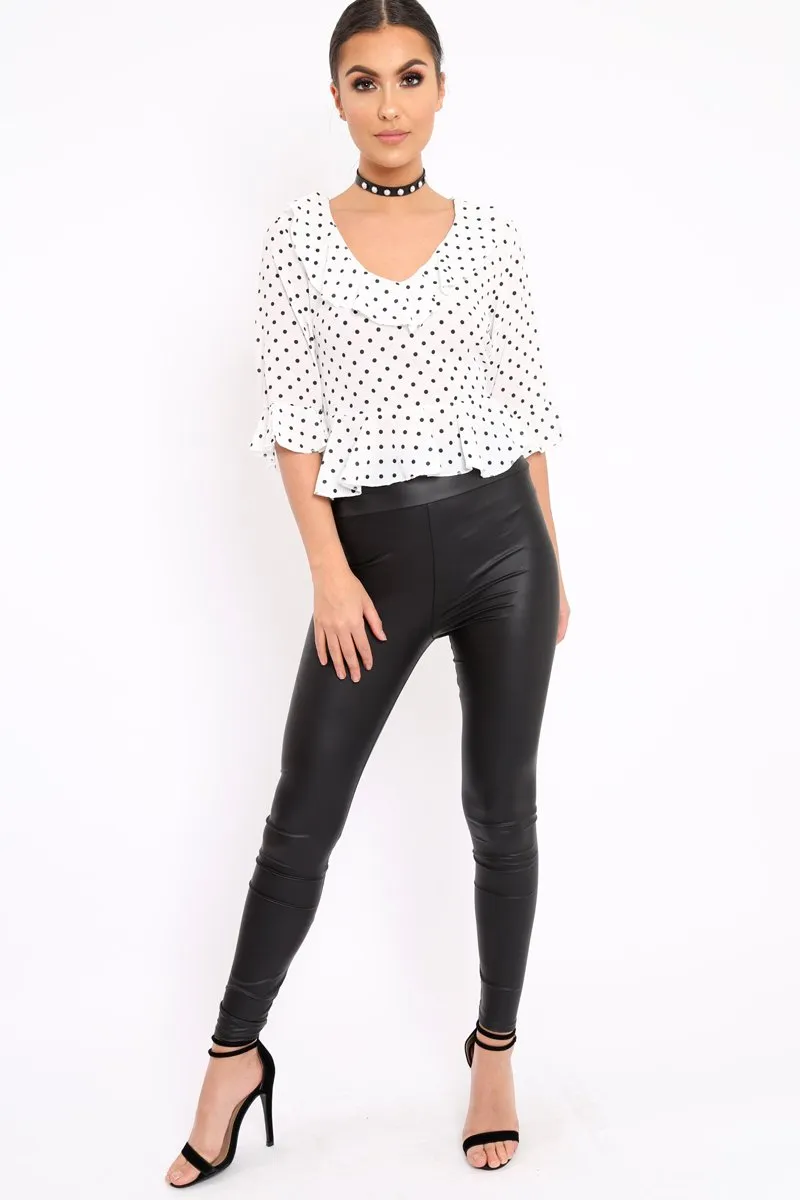 White Polka Dot Crop Top - Alixandra