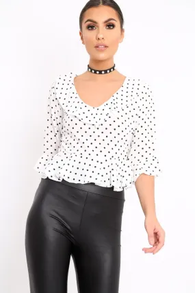 White Polka Dot Crop Top - Alixandra