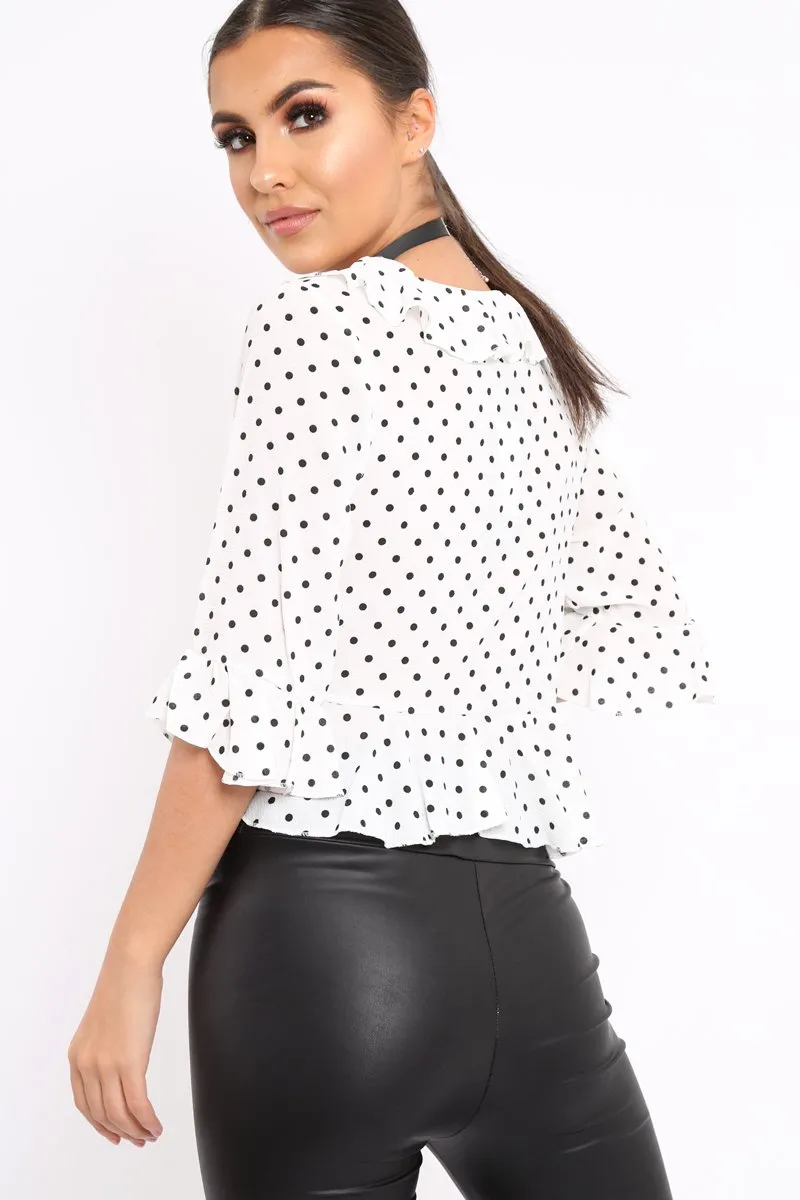 White Polka Dot Crop Top - Alixandra