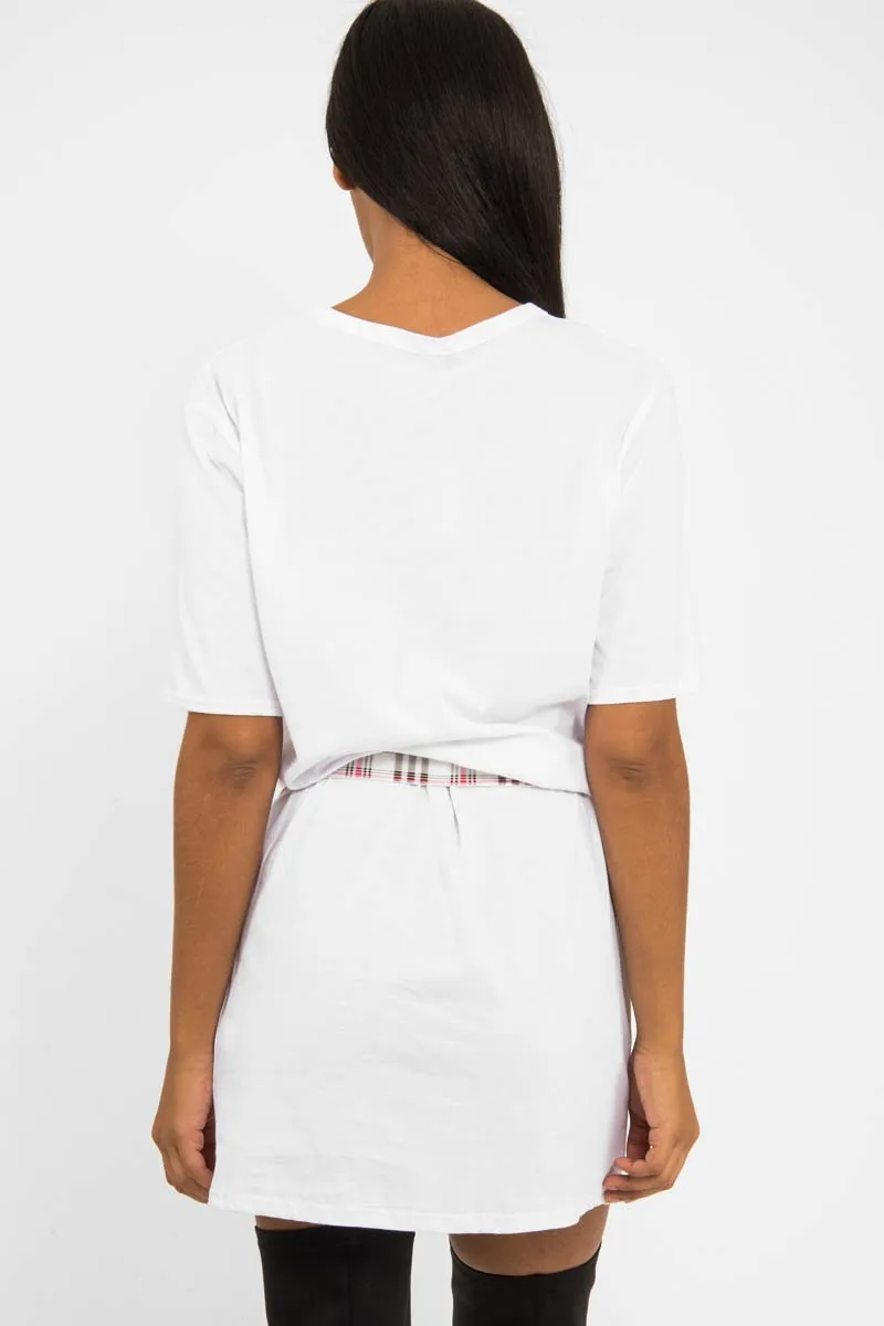 White Slogan Distressed T-Shirt Dress - Ashlen