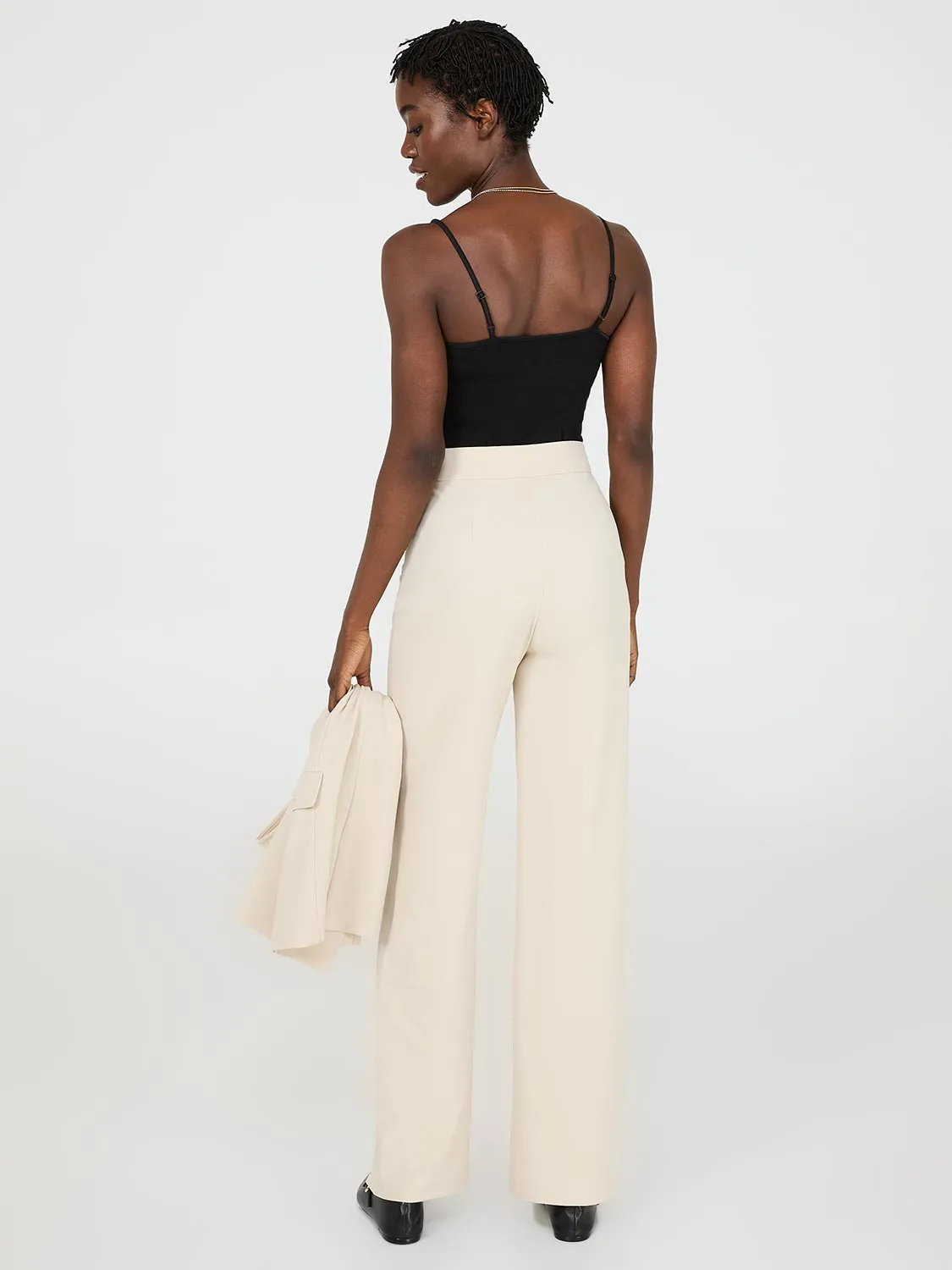 Wide-Leg Pants With Gold Button Details