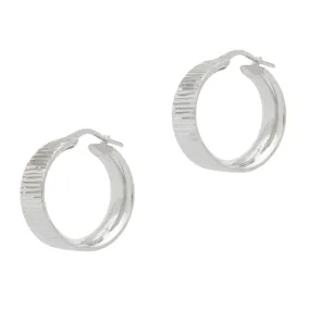 Wide, Sparkly Hoop Earrings - Silver