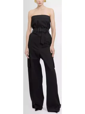 Women’s Black Strapless Jumpsuit in Cotton Drill