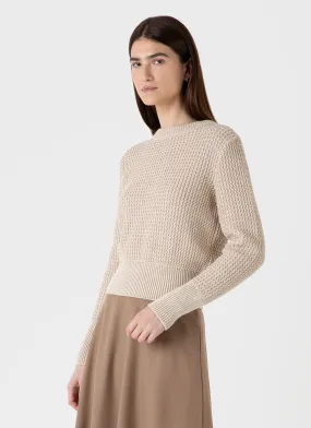 Women's Cotton Stitch Jumper in Ecru Twist